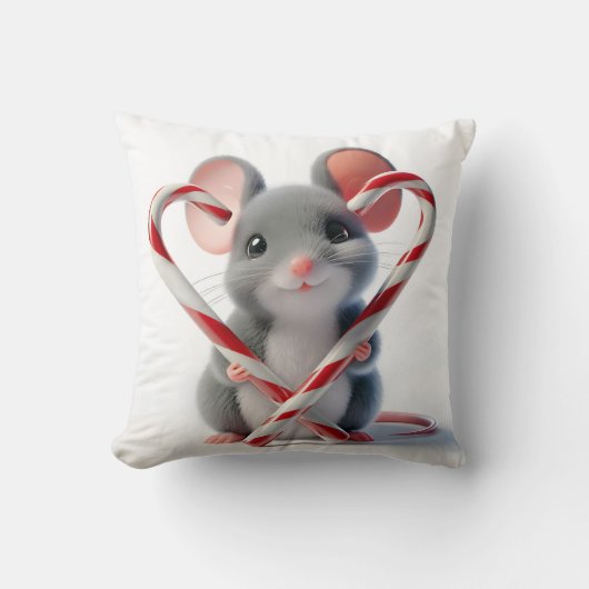 キャンディーケーン付きクリスマスマウスハート クッション (正面)