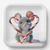 キャンディーケーン付きクリスマスマウスハート ペーパープレート (正面)