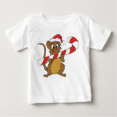 キャンディーケーン付きクリスマスマウス ベビーTシャツ (正面)