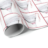 キャンディーケーン付きクリスマスマルティニガラス ラッピングペーパー (ロールコーナー)