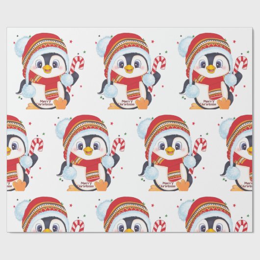 キャンディーケーン付きクリスマス用言語 ラッピングペーパー (フラット)