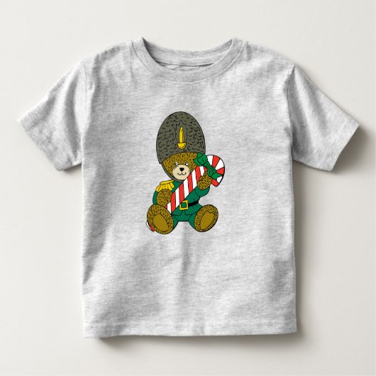 キャンディーケーン付きクリスマス軍人ガードベア トドラーTシャツ (正面)