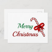 キャンディーケーン付きメリークリスマス シーズンポストカード (正面/裏面)