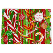 キャンディーケーン名を追加クリスマス ラージペーパーバッグ (正面)