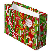 キャンディーケーン名を追加クリスマス ラージペーパーバッグ (正面アングル)