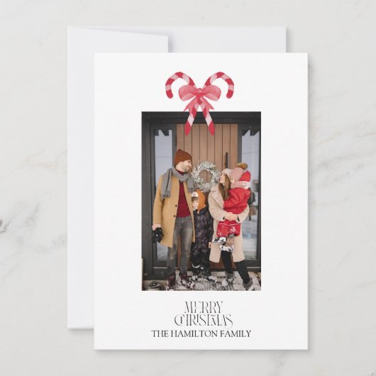 キャンディーケーン幾何学模様クリスマスフォト シーズンカード (正面)