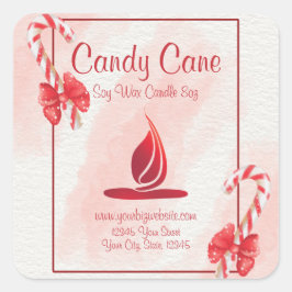 キャンディーケーン水彩クリスマスキャンドルラベル スクエアシール