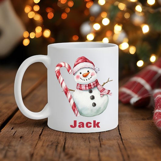 キャンディーケーン雪だるまクリスマス コーヒーマグカップ