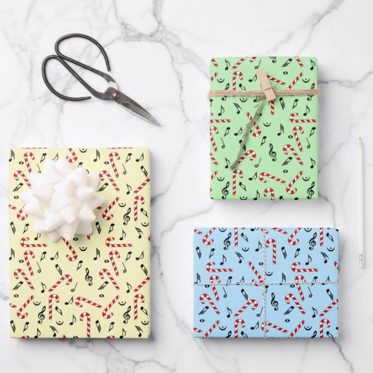 キャンディーケーン音楽ノート包装紙シート ラッピングペーパーシート (正面)