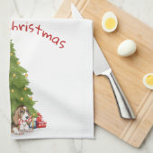 キャンディーケーン骨の付いたクリスマスバセットハウンド キッチンタオル (四つ折り)