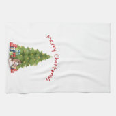 キャンディーケーン骨の付いたクリスマスバセットハウンド キッチンタオル (横)
