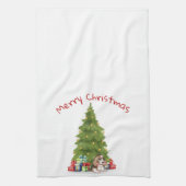 キャンディーケーン骨の付いたクリスマスバセットハウンド キッチンタオル (縦)