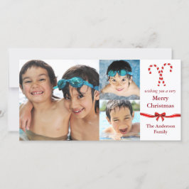キャンディーケーン3枚の写真クリスマス – 写真カード シーズンカード