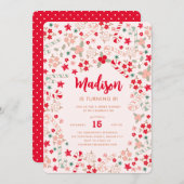 キャンディーケーン クリスマス ホリデー バースデー パーティー 招待状 (正面/裏面)