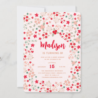 キャンディーケーン クリスマス ホリデー バースデー パーティー 招待状