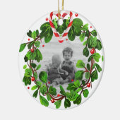 キャンディーケーン ハートリース フォト 楽しいクリスマス 年 セラミックオーナメント (左)