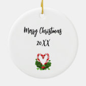 キャンディーケーン ハートリース フォト 楽しいクリスマス 年 セラミックオーナメント (裏面)