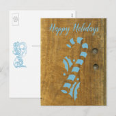 キャンディーケーン ブルー クリスマス ホリデー グリーティング (正面/裏面)