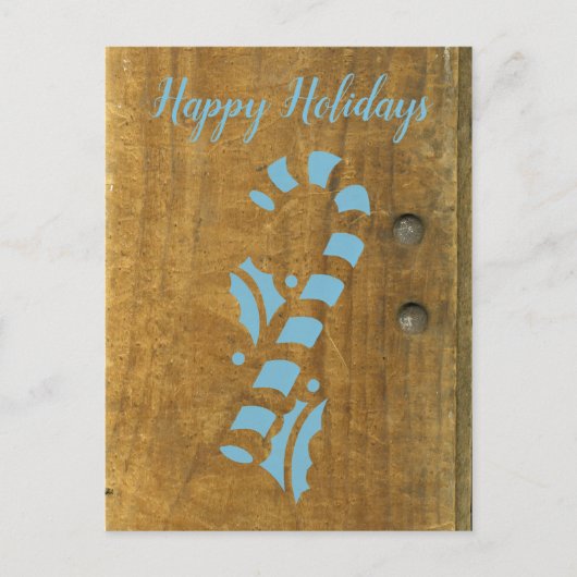 キャンディーケーン ブルー クリスマス ホリデー グリーティング (正面)