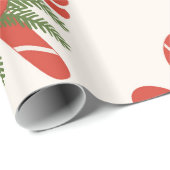 キャンディーケーン&ボウクリームアイボリーホリデークリスマス ラッピングペーパー (ロールコーナー)