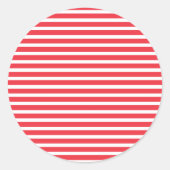 キャンディーケーン レッドとホワイト シンプルな水平ストライプ ラウンドシール (正面)