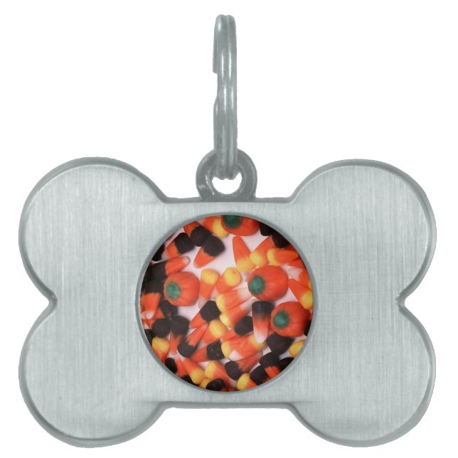 キャンディーコーンとカボチャ ペットネームタグ (正面)