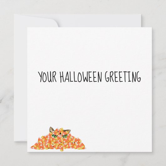 キャンディーコーンにおかしなハロウィーンの猫 カード (裏面)