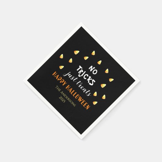 キャンディーコーンのハロウィーンを扱うトリックはない スタンダードカクテルナプキン (角)