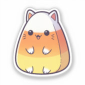 キャンディーコーンの猫 – かわいいチュビーハロウィーン シール (正面)