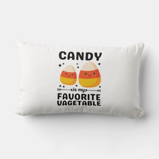 キャンディーコーンは私のお気に入りの野菜ハロウィーン ランバークッション (裏面)
