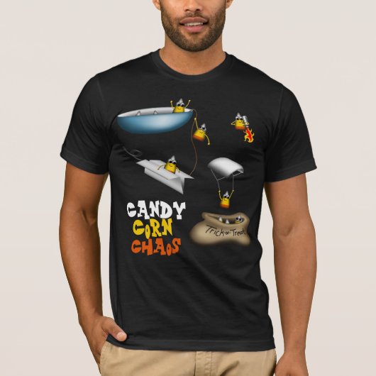 キャンディーコーンカオス – 面白いハロウィンシャツ Tシャツ (正面)