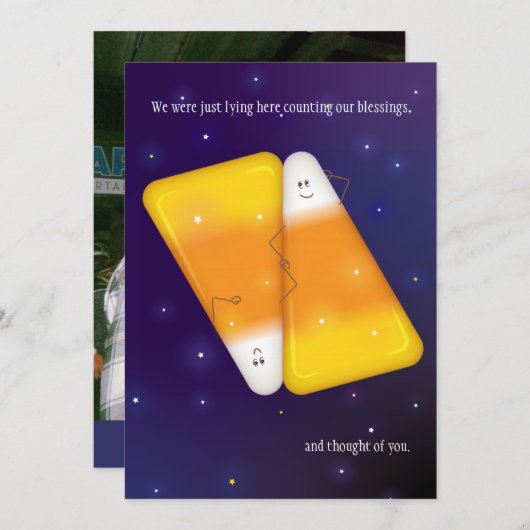 キャンディーコーンカップルの写真カード カード (正面/裏面)