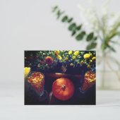 キャンディーコーンカボチャのテーブルの風景 ポストカード (スタンド正面)