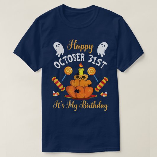 キャンディーコーンカボプキン幽霊ハッピーエイト10月31日 Tシャツ (デザイン正面)