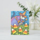 キャンディーコーンガーデンの白いカラフルネズミ&かわいい シーズンポストカード (スタンド正面)