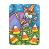 キャンディーコーンガーデンの白いカラフルネズミ&かわいい マグネット (縦)