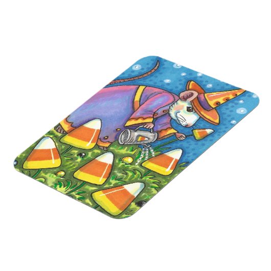 キャンディーコーンガーデンの白いカラフルネズミ&かわいい マグネット (左側)