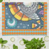 キャンディーコーンターキー、感謝鳥キッチンタオル キッチンタオル (折り畳み)