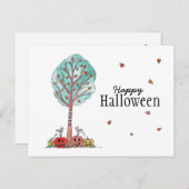 キャンディーコーンツリージャックオランタンハッピーハローウィン ポストカード (正面/裏面)