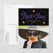 キャンディーコーントリックまたはハロウィーンフォトを扱う シーズンポストカード (正面/裏面)