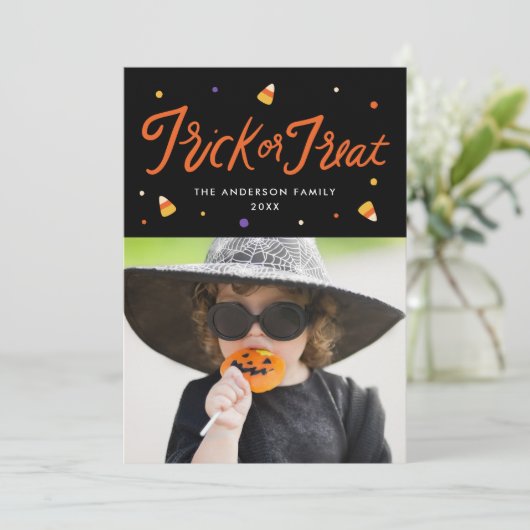 キャンディーコーントリックまたはハロウィーンフォトカードを扱う (スタンド正面)