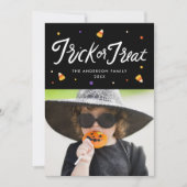 キャンディーコーントリックまたはハロウィーンフォトカードを扱う (正面)