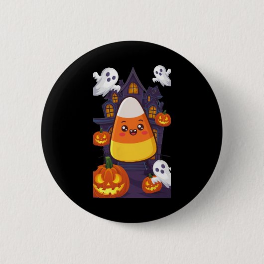 キャンディーコーンハロウィーンの衣装 缶バッジ (正面)