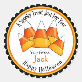キャンディーコーンハロウィーントリートステッカー ラウンドシール