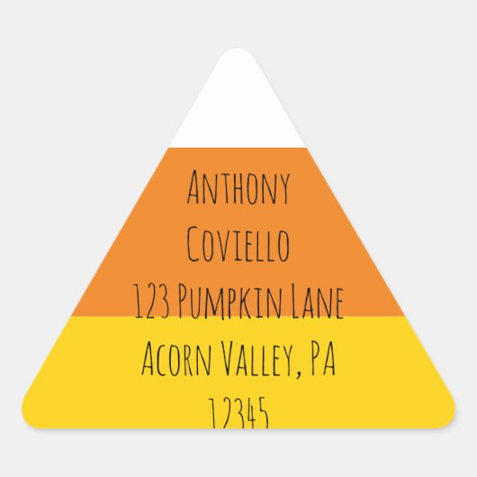 キャンディーコーンハロウィーン差出人住所 三角形シール (正面)
