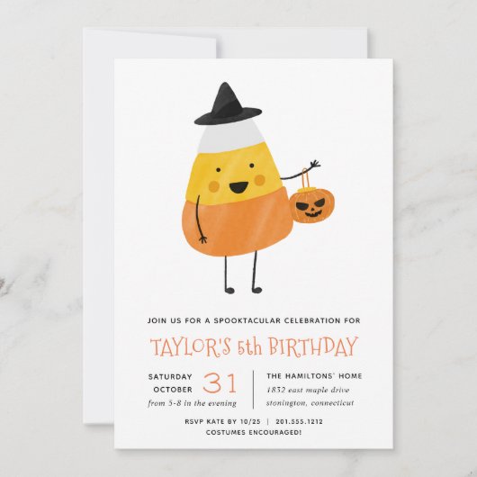 キャンディーコーンハロウィーン誕生日パーティー 招待状 (正面)