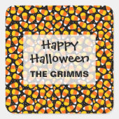 キャンディーコーンパターンハロウィンカスタム スクエアシール (正面)