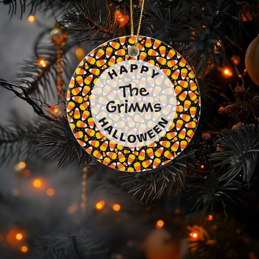 キャンディーコーンパターンハロウィンカスタム セラミックオーナメント