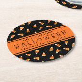 キャンディーコーンパーソナライズされたハローウィンパーティ ラウンドペーパーコースター (アングル)