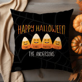 キャンディーコーンファミリーネームパーソナライズされたハロウィーン クッション